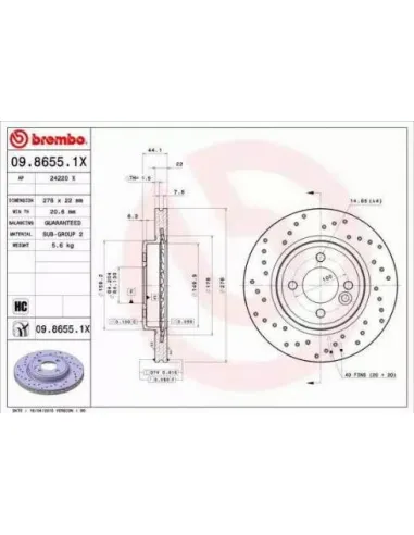 0986551X Disco de freno Brembo