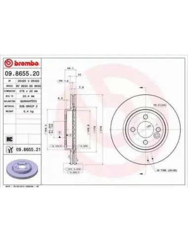 09.8655.20 Disco de freno Brembo