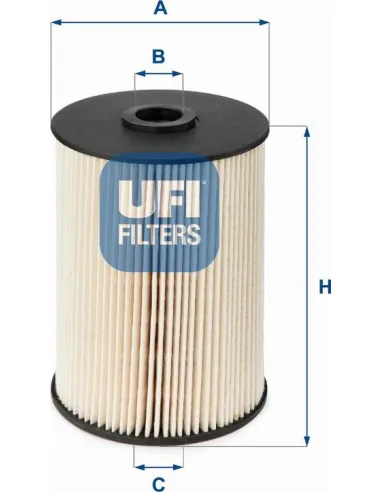 Filtro de combustible Ø 84mm Ø 19 mm UFI 26. 021. 00
