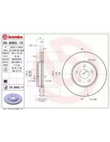 09.8665.10 Disco de freno Brembo