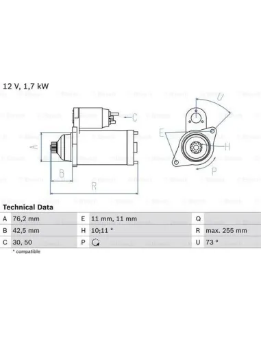 BOSCH 0 986 020 280 - Motor de arranque Golf V