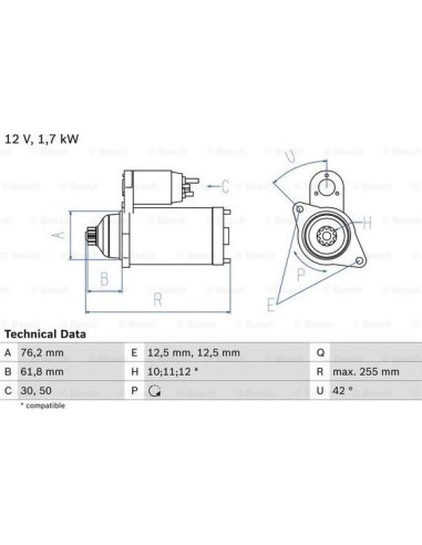 BOSCH 0 986 020 260 - Motor de arranque Golf V