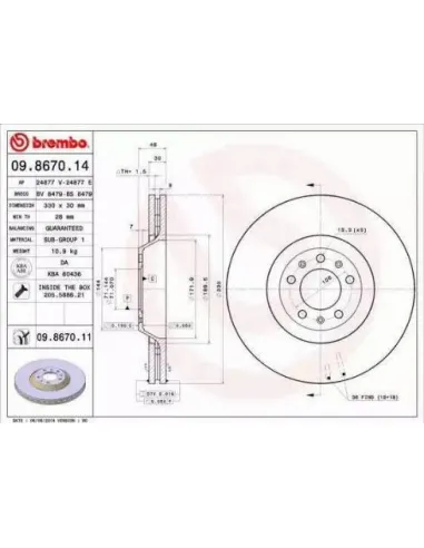 09.8670.11 Disco de freno Brembo