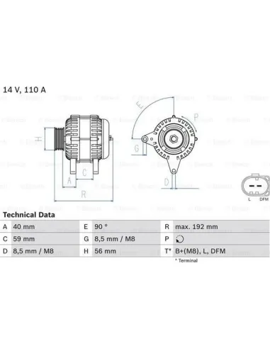 BOSCH 0 986 045 390 - Alternador Golf V