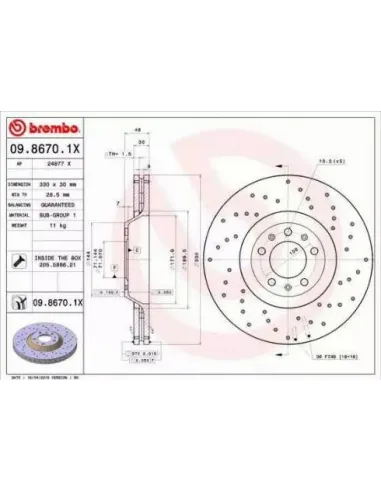 0986701X Disco de freno Brembo