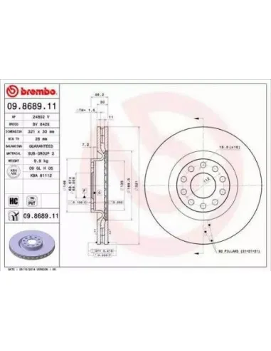 09.8689.11 Disco de freno Brembo