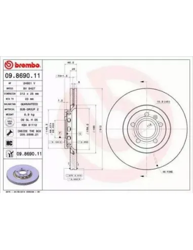 09.8690.11 Disco de freno Brembo