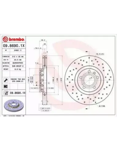 0986901X Disco de freno Brembo