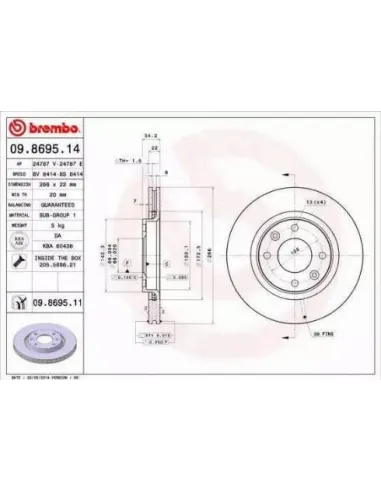 09.8695.11 Disco de freno Brembo