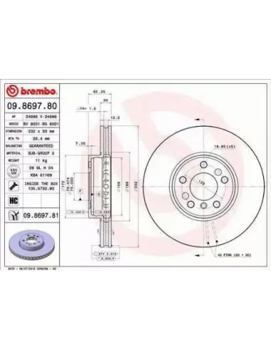 09.8697.80 Disco de freno Brembo