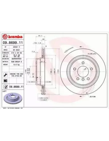 09.8699.11 Disco de freno Brembo