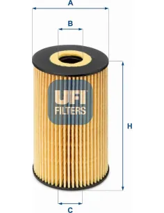 Filtro de aceite Ø 65 mm Ø 22mm UFI 25. 106. 00 | Recambios Colmenar