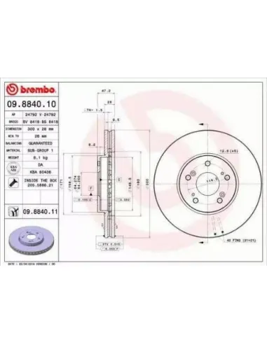 09.8840.10 Disco de freno Brembo