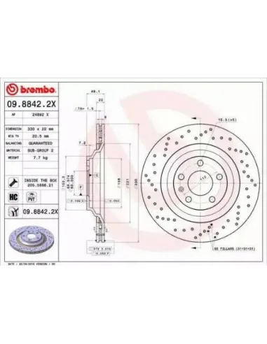 0988422X Disco de freno Brembo