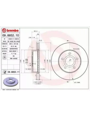 09.8852.10 Disco de freno Brembo