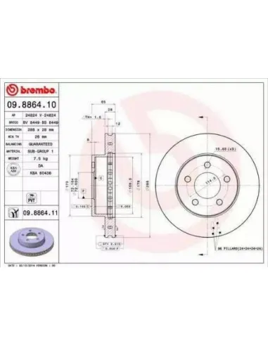 09.8864.10 Disco de freno Brembo