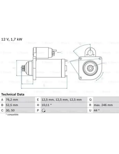 BOSCH 0 986 020 250 - Motor de arranque Golf V