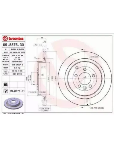 09.8876.30 Disco de freno Brembo