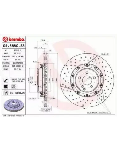 09888023 Disco de freno Brembo