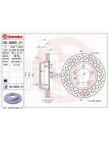 09.8890.21 Disco de freno Brembo