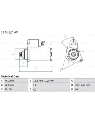 BOSCH 0 986 020 300 - Motor de arranque Golf V