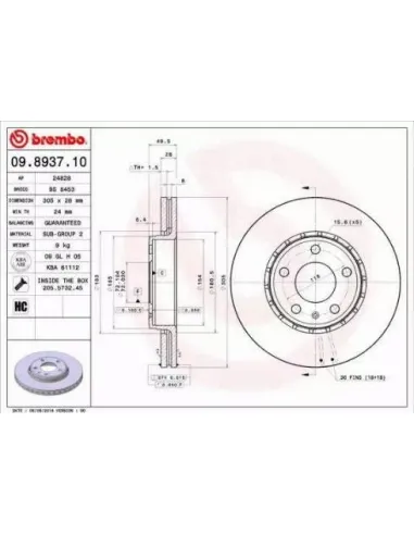 09.8937.10 Disco de freno Brembo