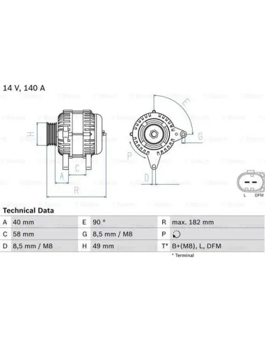 BOSCH 0 986 083 050 - Alternador Golf V