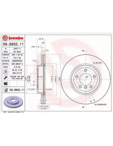 09.8952.11 Disco de freno Brembo