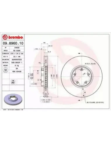 09.8960.10 Disco de freno Brembo