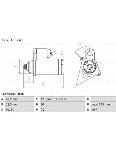 BOSCH 0 986 020 220 - Motor de arranque Golf V