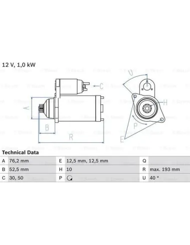 BOSCH 0 986 020 780 - Motor de arranque Golf V