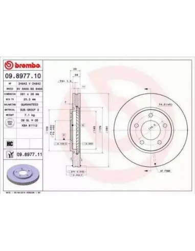 09.8977.11 Disco de freno Brembo