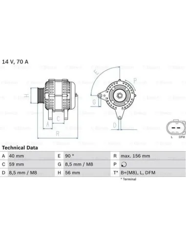 BOSCH 0 986 041 510 - Alternador Golf V