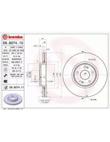 09.9074.10 Disco de freno Brembo