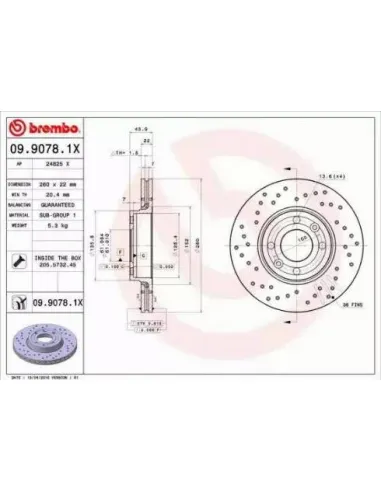 0990781X Disco de freno Brembo