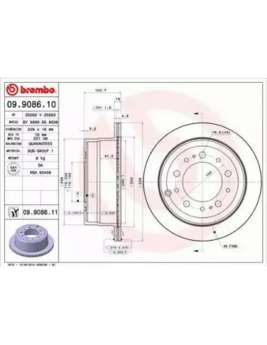 09.9086.10 Disco de freno Brembo