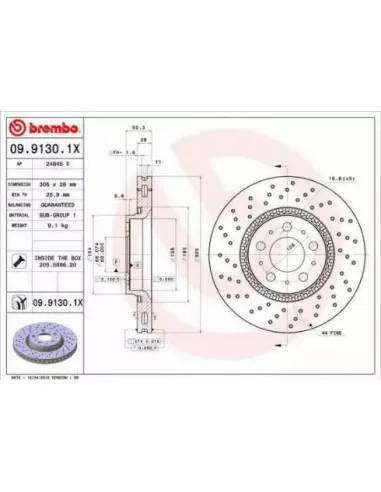 0991301X Disco de freno Brembo