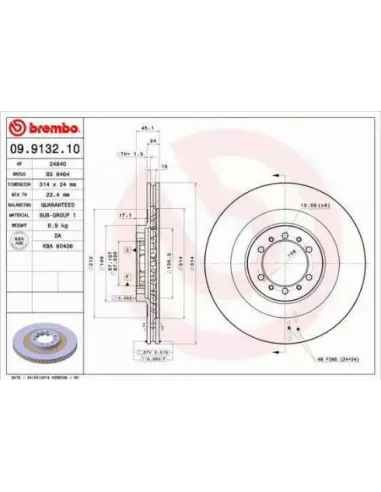 09.9132.10 Disco de freno Brembo