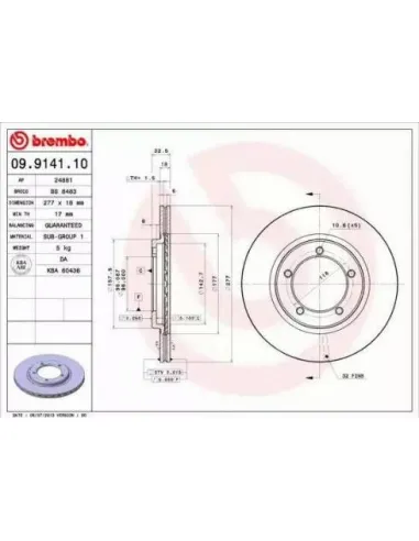 09.9141.10 Disco de freno Brembo