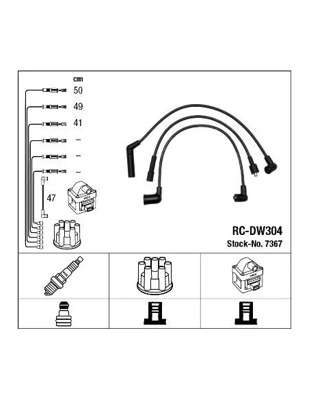 JUEGO CABLES CHEVROLET MATIZ, DAEWOO AÑO 1998-2000 RCDW304