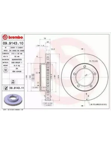 09.9143.10 Disco de freno Brembo