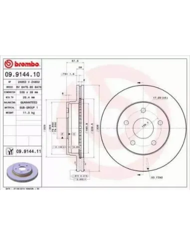 09.9144.10 Disco de freno Brembo