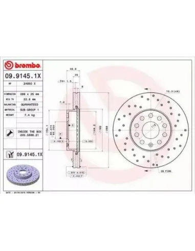 0991451X Disco de freno Brembo