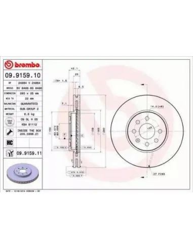 09.9159.10 Disco de freno Brembo