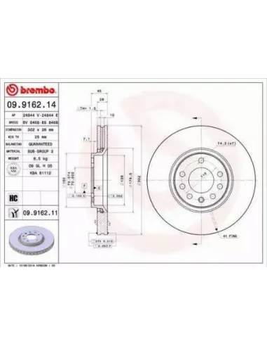 09.9162.11 Disco de freno Brembo