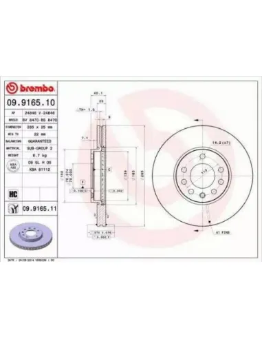 09.9165.10 Disco de freno Brembo