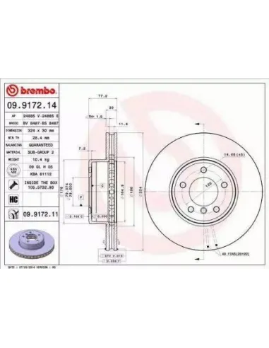 09.9172.14 Disco de freno Brembo