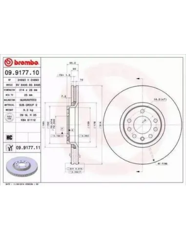 09.9177.10 Disco de freno Brembo