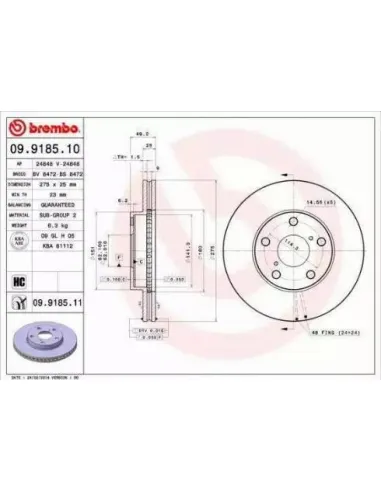 09.9185.10 Disco de freno Brembo