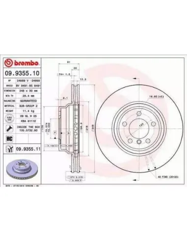 09.9355.10 Disco de freno Brembo